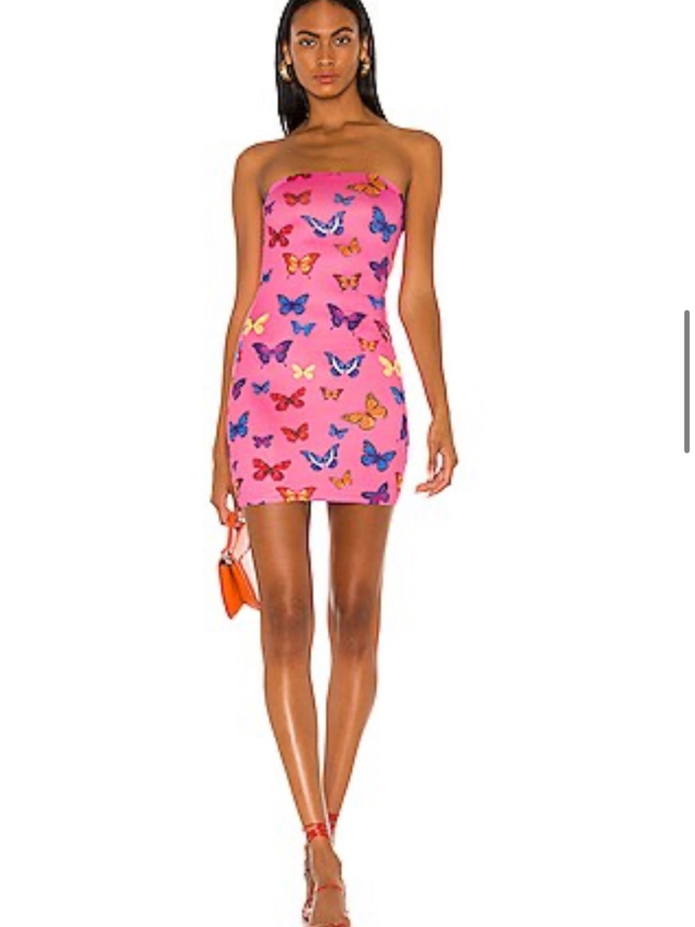 Superdown Chloe Strapless Pink Butterfly Mini Dress